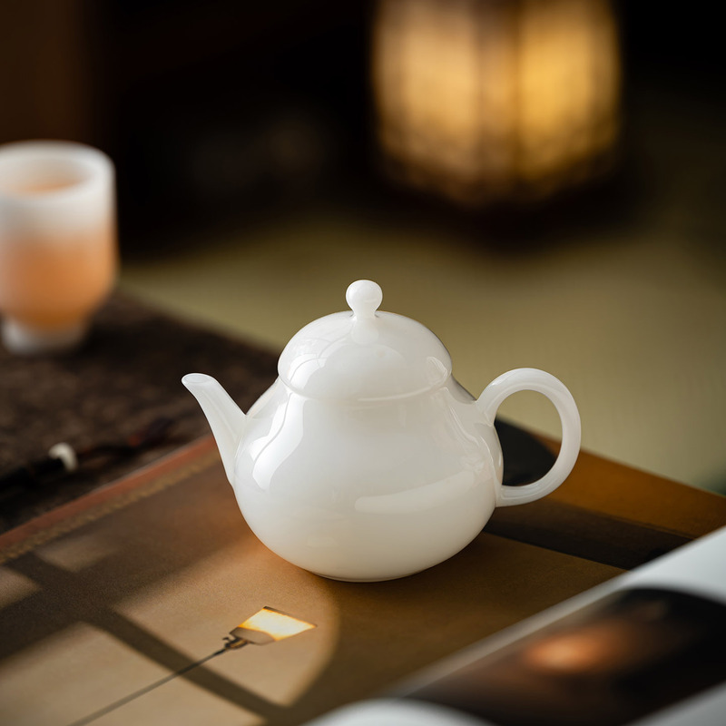 羊脂玉瓷思亭壶陶瓷手工单壶办公家用璞玉小泡茶壶功夫茶具可logo|undefined