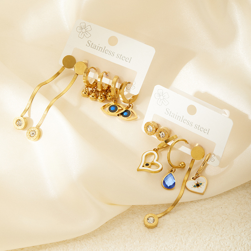 Golden Plated Plating Material 1 Set Casual Elegant Lady Heart Shape Plating Titanium Steel Earrings
