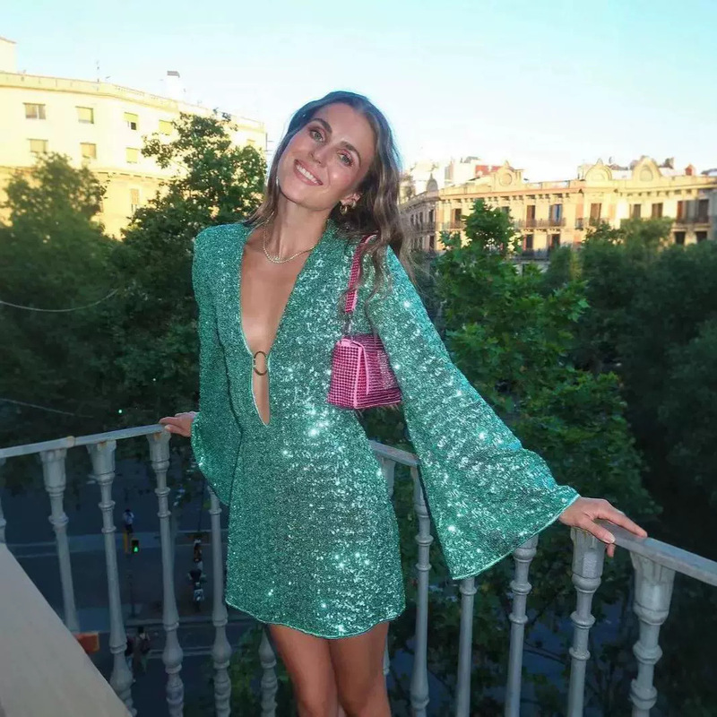 European and American 2024 Cross-Border Women's Autumn Dress, Unique Street Style, Sexy Hollow-Out Sequin Mini Dress European and American 2024 Cross-Border Women's Autumn Dress, Unique Street Style, Sexy Hollow-Out Sequin Mini Dress