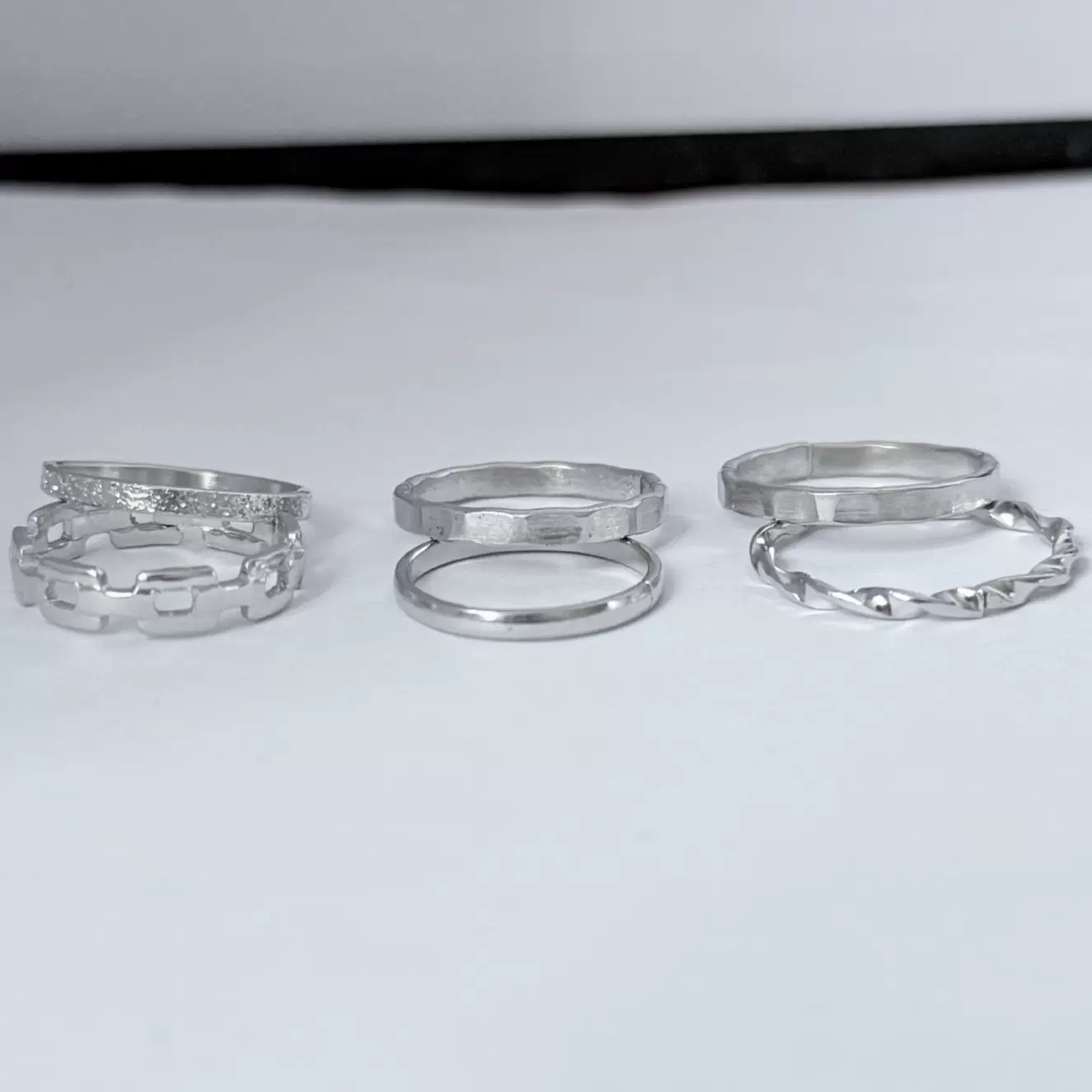 跨境链条满天星素圈闭口戒指套装六件套多关节戒指女简约情侣戒指