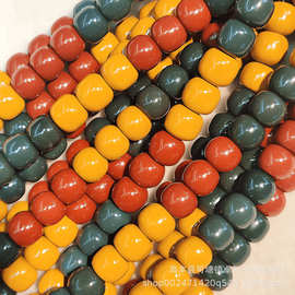 天然阿拉善玛瑙红绿灯三圈多圈老型珠手串彩色鲜艳做工精细