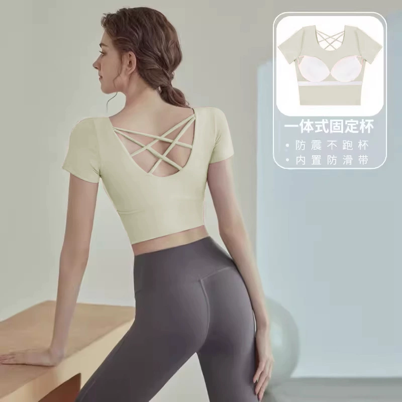 Йога-майка для спорта без бренда — Crop с Bust removable cups, дышащий тренировочный комплект