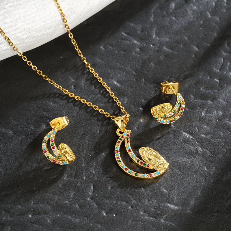 Vietnam Shajin no se desvanece durante mucho tiempo, personalidad europea y americana, moda, diamantes, luna, María, collar, aretes, joyas