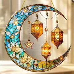 越境新品太陽捕光器月2d平面アクリルペンダントドアと窓の壁面の祝日装飾