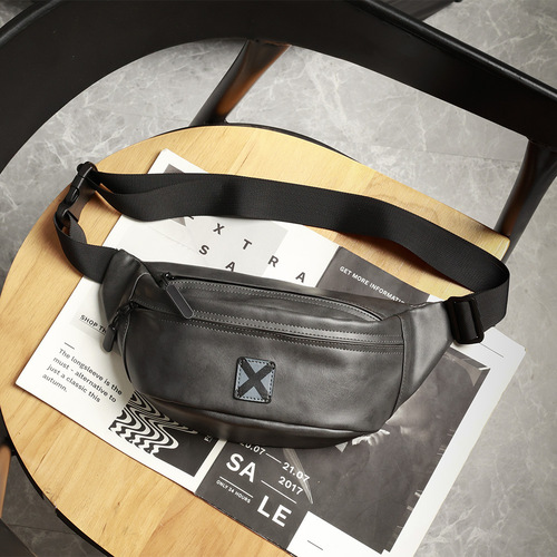  new Korean style men's leather small chest bag crossbody bag casual street mobile phone bag waist bag back shoulder bag batch