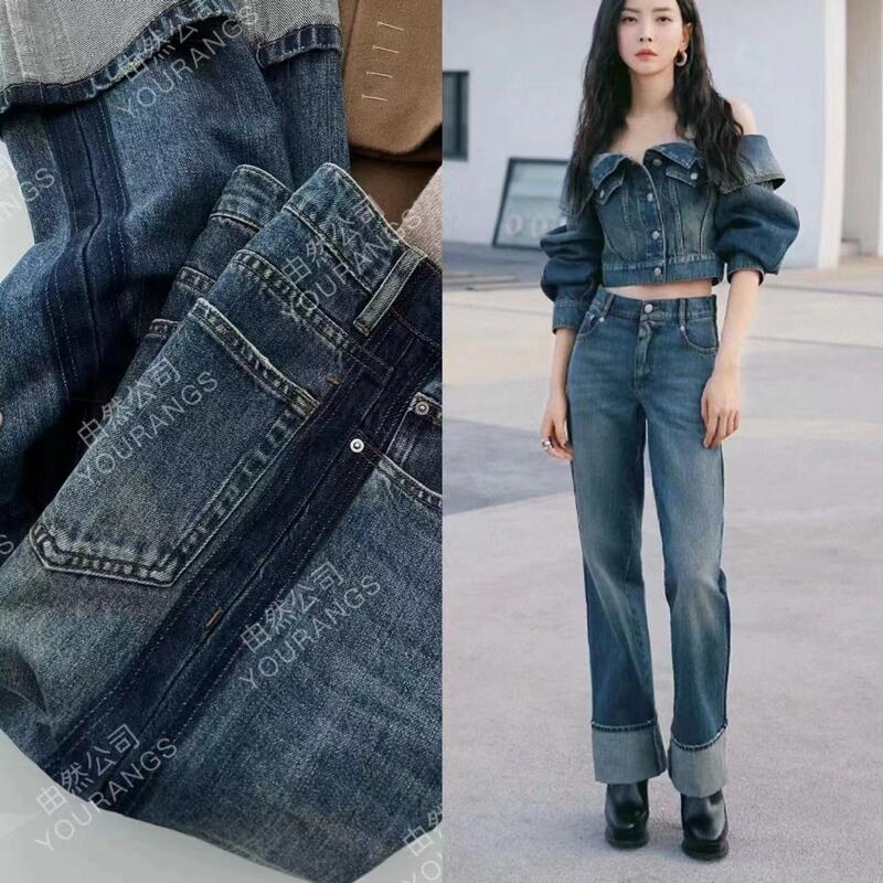 26 Early Spring New Style Am Pima Cotton Cuffed Reversible Boyfriend-Style Retro High-Waisted Straight Loose Jeans