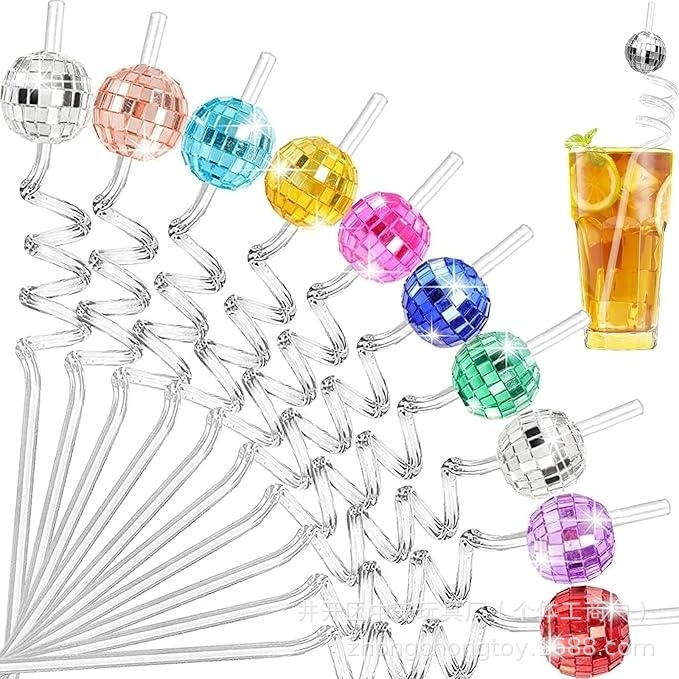 Discoteca de color esférica palos transparentes bodas solteros spiral decoración de bebidas de plástico