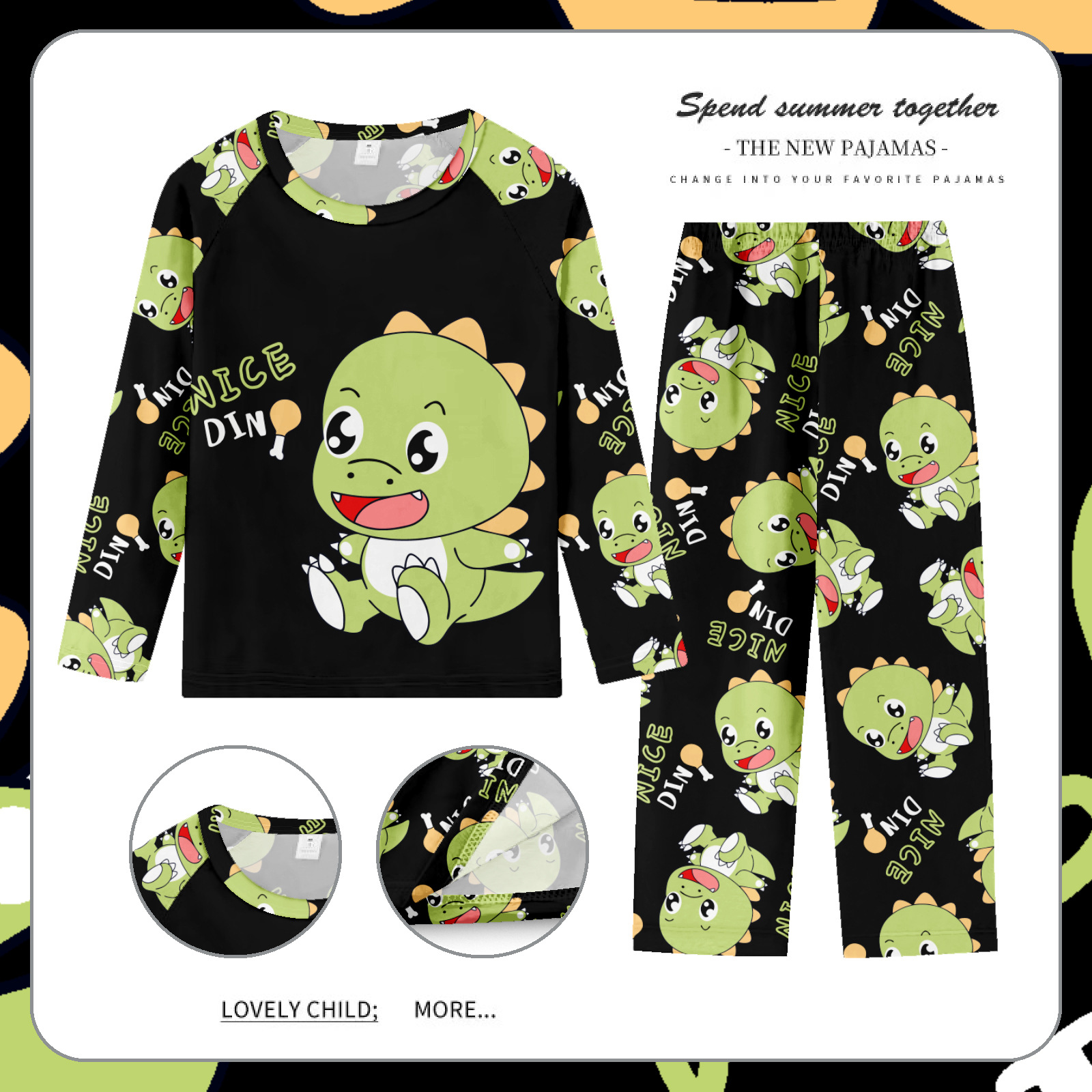 Pijamas de las niñas primavera y otoño manga larga delgada medio y grande niños lindos dibujos animados bebé niños princesa estilo homewear traje