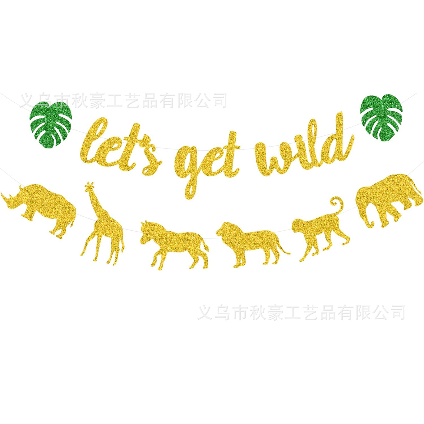 Bosque Jungle Animal Party Wild One Party Decoración de cebollas doradas Banderas Anniversario Fiesta de cumpleaños