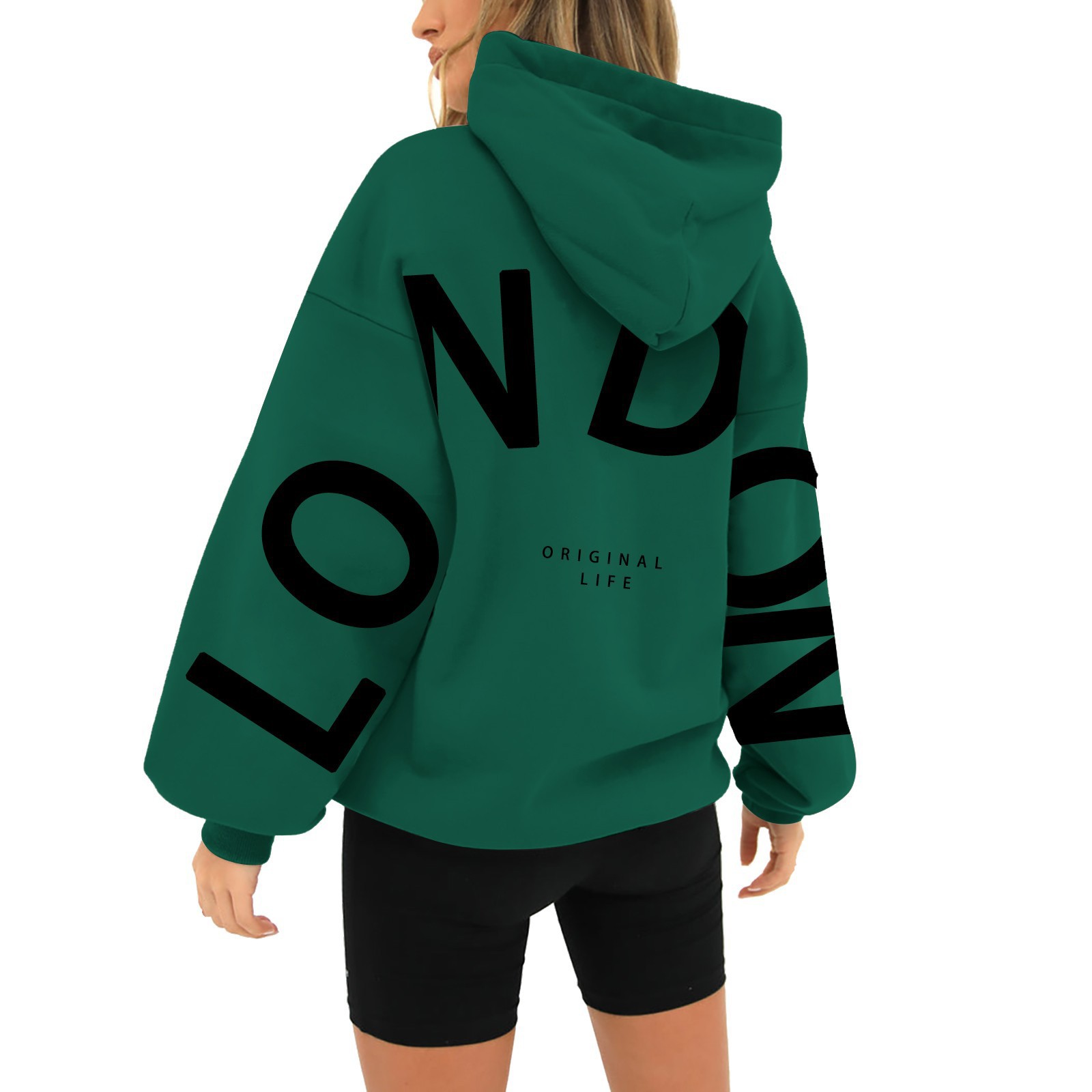 LONDON ORIGINAL Unisex Printed Long Sleeve Loose Plus Size Patch Pocket Hooded Sweatshirt_voghion.com