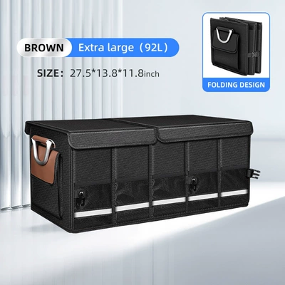 storage box Oxford fabric — Car storage bag/box - extra-large-703530-capacity-92l-fashion-brown