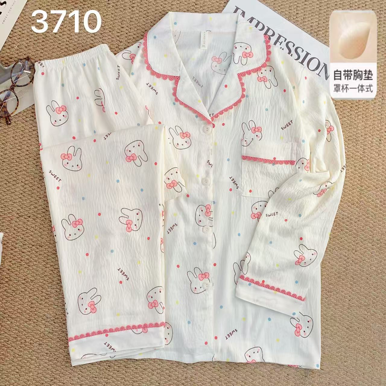 Algodón suave al por mayor transfronterizo nube nuevo pijama de mujer de verano pantalones cortos de mangas cortas estudiantes cardigans delgado cubierta de ropa para el hogar