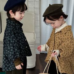 佳葉童品2024兒童春季棉麻碎花九分袖襯衫男女寶寶森系蝙蝠袖上衣