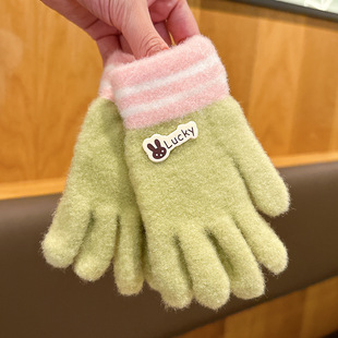 Autumn and winter warm fleece-lined baby boys and girls children all refers to winter children's 5-year-old children's gloves