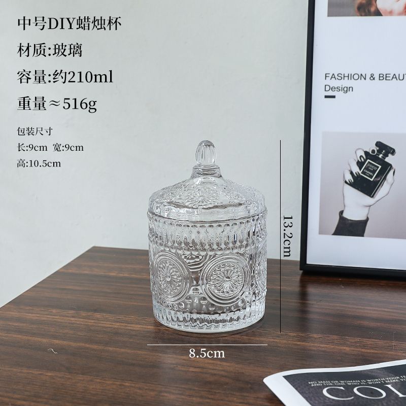 Jarra de caramelo de vidrio vintage transparente de almacenamiento de joyas jarra Mongol de vidrio bolsa candelabro ins accesorios de foto jarra de almacenamiento
