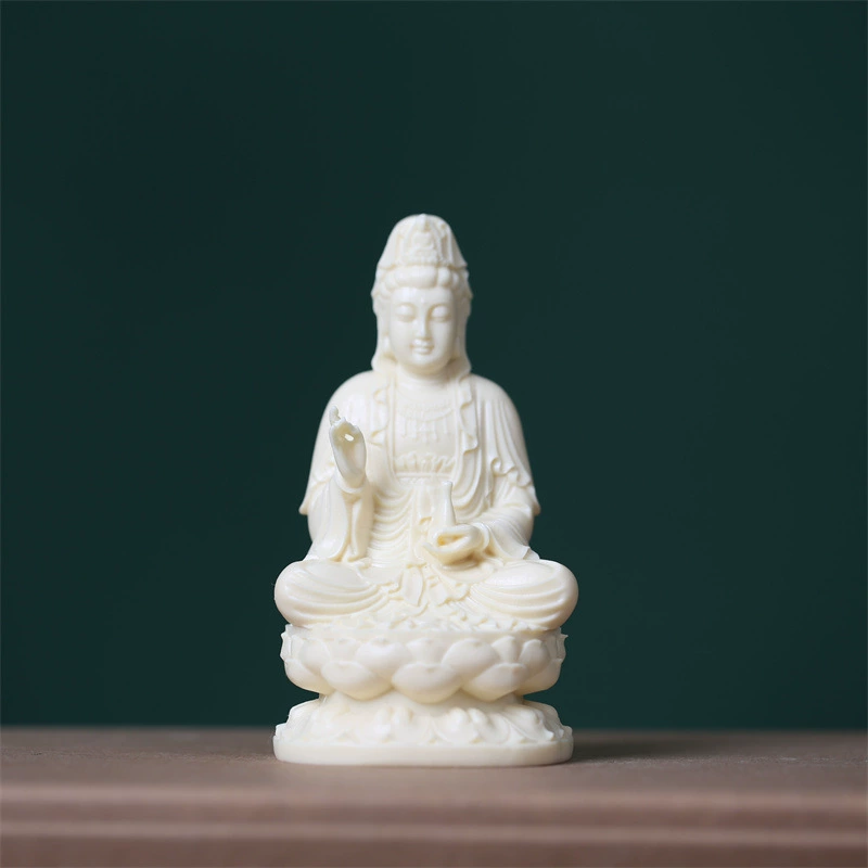 Ivory Fruit Guanyin Bodhisattva statue is located in a lotus dwelling net bottle Guanyin decoration Buddha statue to worship home car decoration