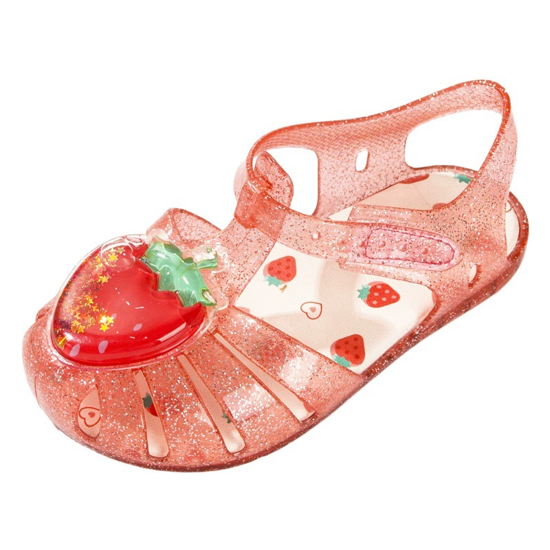 2023 летняя обувь с блестками детская обувь для девочек сандалии детская обувь желе для защиты от фруктов * анти-фруктовое мороженое корейская обувь принцессы