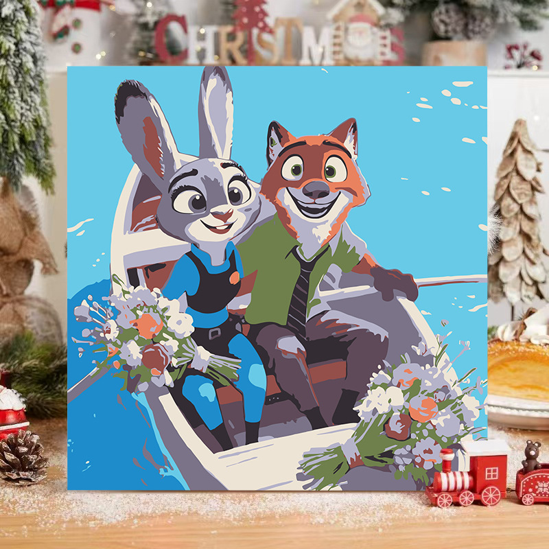 El niño prodigio de Nezha Naohai Diy pintura al óleo digital para colorear a mano Anime Ao Bing Nezha pintura al óleo pintura decorativa