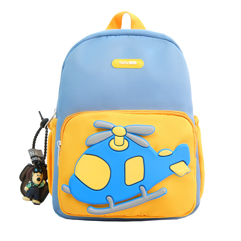 Jardín de infantes bolsas escolares de dibujos animados lindos helicópteros mochila para niños y niñas mochila pequeña de gran capacidad para niños