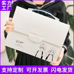 Student accordion folder A4 multi-layer file binder with 13 pockets, button fastener, test case holder