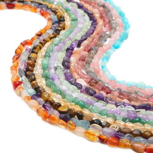 Natural stone straight-hole freeform loose beads, handmade DIY bead stringing materials—semi-finished bracelet and necklace components for jewelry accessories