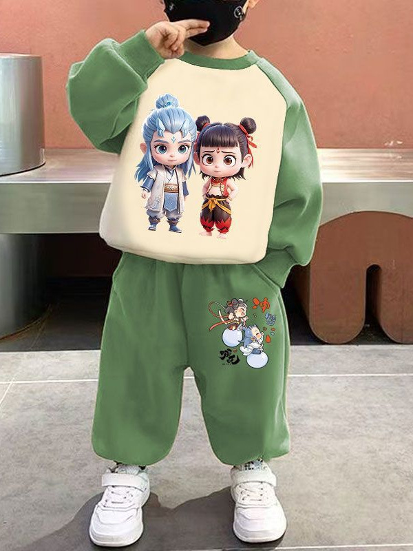 哪吒魔童闹海2025新款卫衣男童宽松儿童春秋装女童休闲套装|undefined
