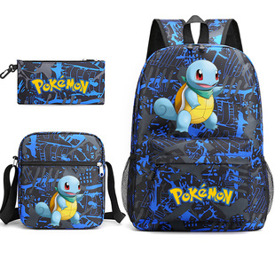 Cross-Border Cartoon Character Peripheral Printing Student Schoolbag Backpack Shoulder Pencil Case 3-Piece Set