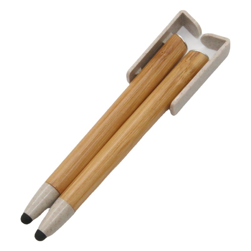 Pluma de bambú táctil tres en uno pantalla táctil teléfono móvil soporte pluma de bambú pluma de publicidad promocional en stock