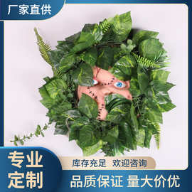 万圣节人脸遮挡绿叶花圈装饰仿真绿植节日装饰品