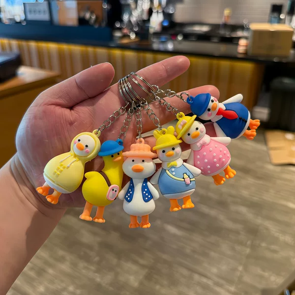 Cross-Border Cartoon Leather Duck Keychain, Exquisite Bag Pendant, Cute Doll, Event Gift, Children's Gift