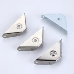 Thickened stainless steel hanging code, nickel-plated iron three-sided fixed corner code furniture connector, spray white paint triangle bed corner brace