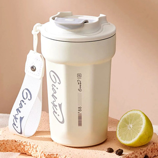 Net red high-looking simple rope stainless steel coffee vacuum cup outdoor portable car portable coffee cup