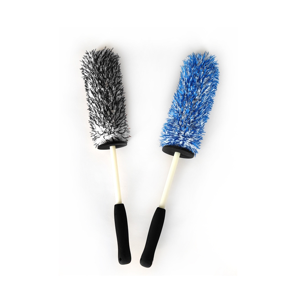 TEMU 공장 금속 마이크로 파이버 자동차 타이어 휠 청소 브러시 흑백 플러시 타이어 브러시