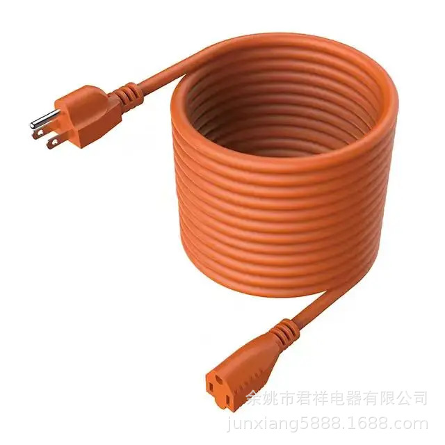 Venta al por mayor estándar americano enchufe rojo estándar americano macho y hembra enchufe transparente de tres núcleos cable de extensión estándar americano