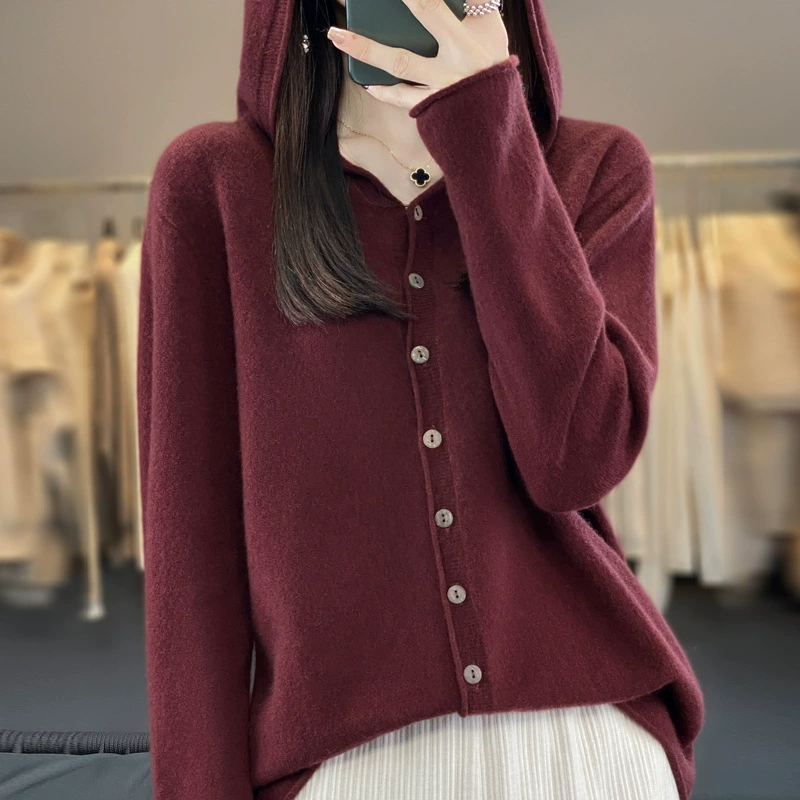 In Woolen sweater, knitted hoody, loose fit