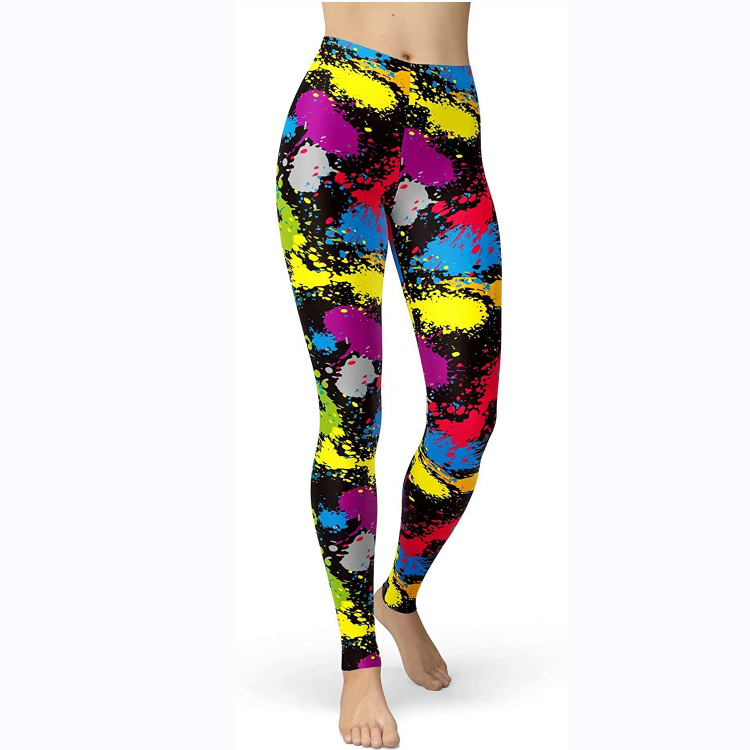Abbigliamento da donna multicolore stampato slim fit fianchi sollevamento snellente grandi dimensioni corsa yoga fitness leggings_voghion.com