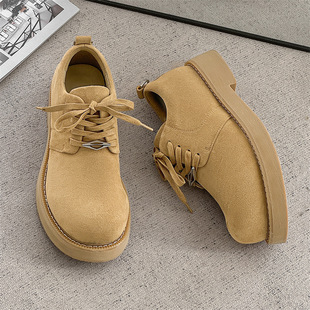 58028 Derby Shoes Men's 2025 Spring and Summer New Mickey Big Toe Shoes Thick Sole Increased Low-top Ankle Boots Fashion Leather Shoes