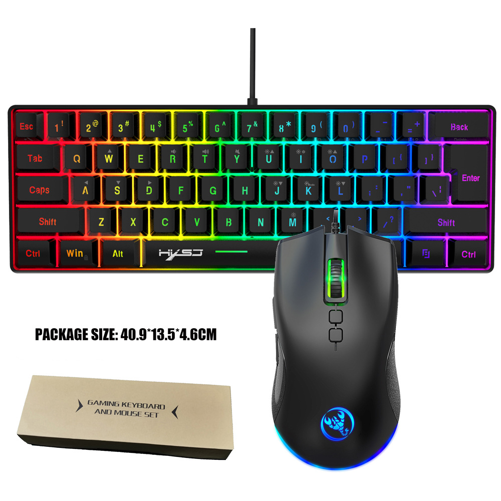 New 61keys luminous set, wired mouse, office gaming keyboard_voghion.com