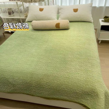 秋冬加厚牛奶绒绗缝床盖两用盖毯可铺可盖双面夹棉加厚床单炕毯