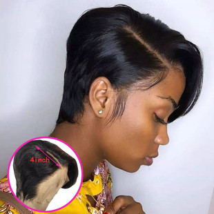 Amazon wig elf pixie cut wig T part human hair short headgear