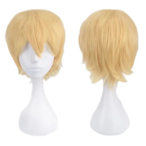 Cosplay Anime Wavy Colored Hairpiece for Overseas Cross-Border Men's Short Wavy Invisible Natural Simulation Origin Style