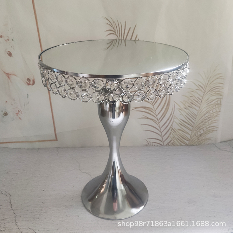 Estilo europeo de metal soporte de la torta de la boda decoración Copa placa de la torta espejo bandeja de mesa de postre de hierro decoración soporte de exhibición