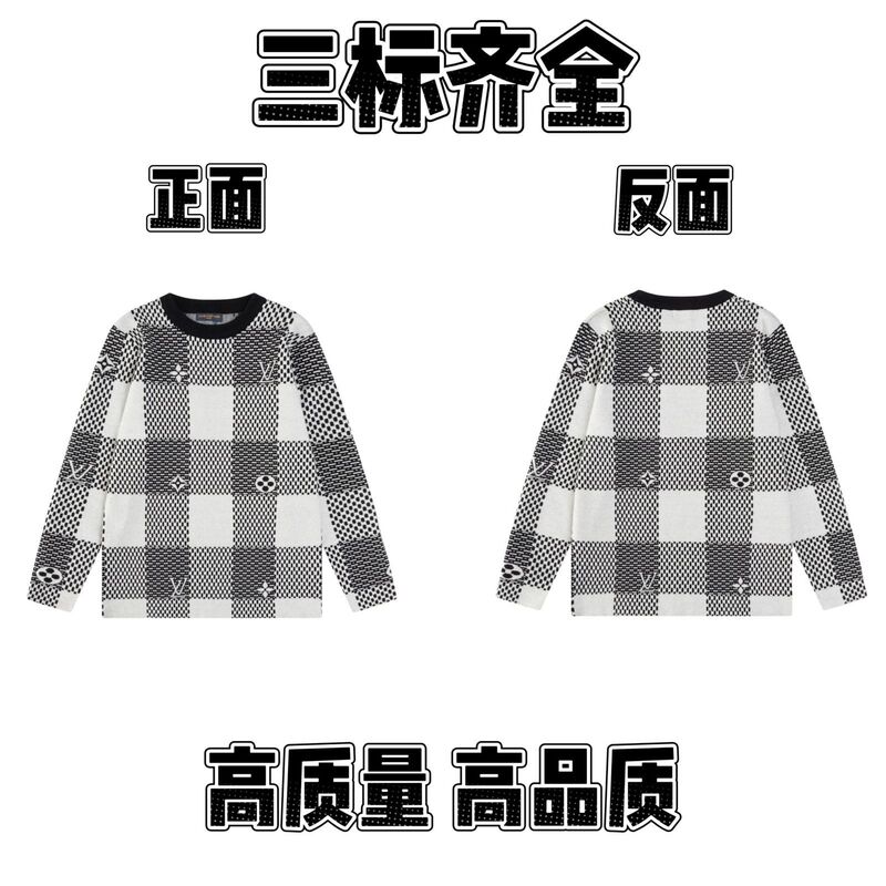 2025春秋新款潮牌字母满身logo圆领针织毛衣男女款宽松休闲上衣【|undefined
