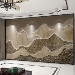 墙纸中式3d立体浮雕山水电视背景墙壁纸客厅壁布卧室墙布壁画