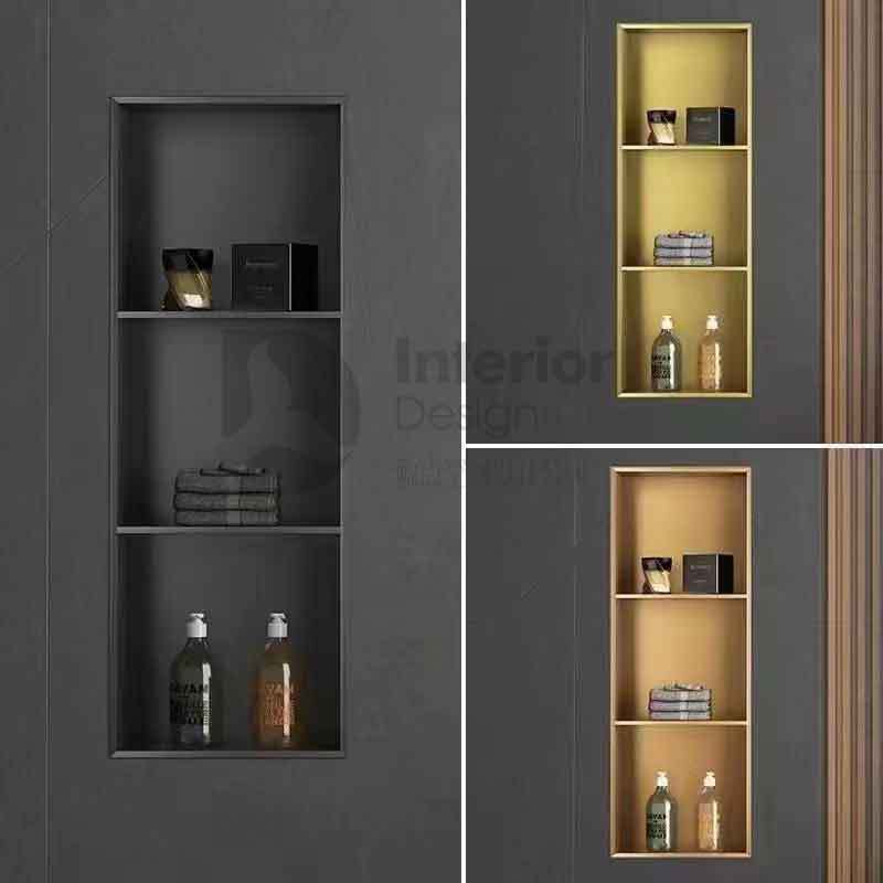 304 Stainless Steel Bathroom Toilet Tv Background Wall Niche Embedded Shower Gel Storage Rack Bookshelf Cabinet
