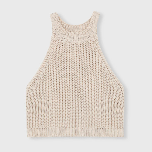 COR~Knitted camisole women's 2024 spring and summer new design niche simple backless halterneck
