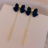 S925 Silver needle the republic of korea black bow Earrings Refinement Autumn and winter have more cash than can be accounted for temperament tassels grace Ear Studs Earrings