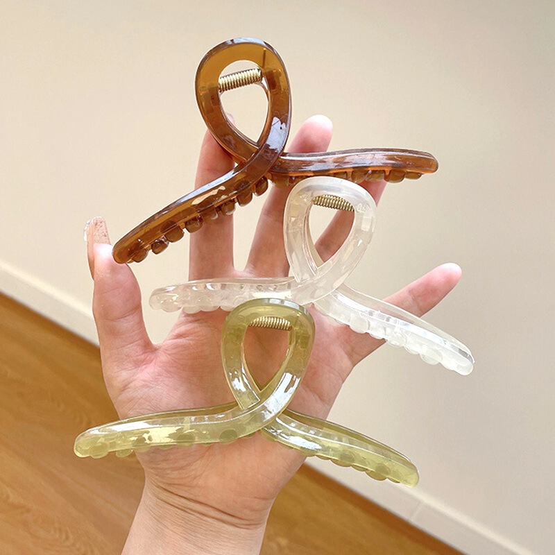 Large 13CM clip acrylic jelly color hairpin back head plate shark clip simple temperament hairpin headdress