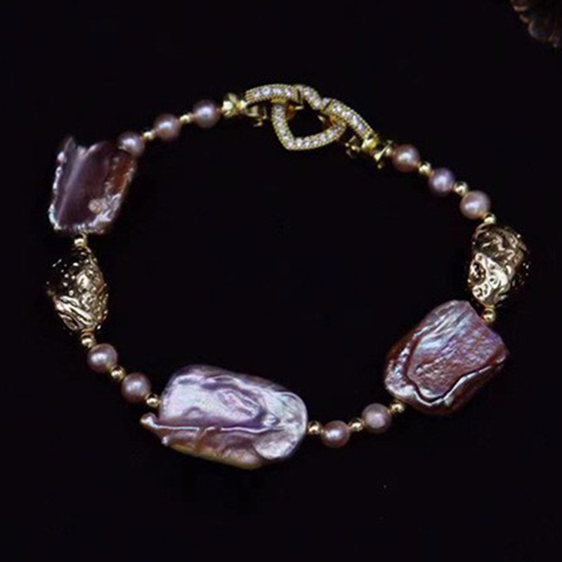 022紫气东来天然淡水异形巴洛克珍珠手链女个性ins风百搭手饰