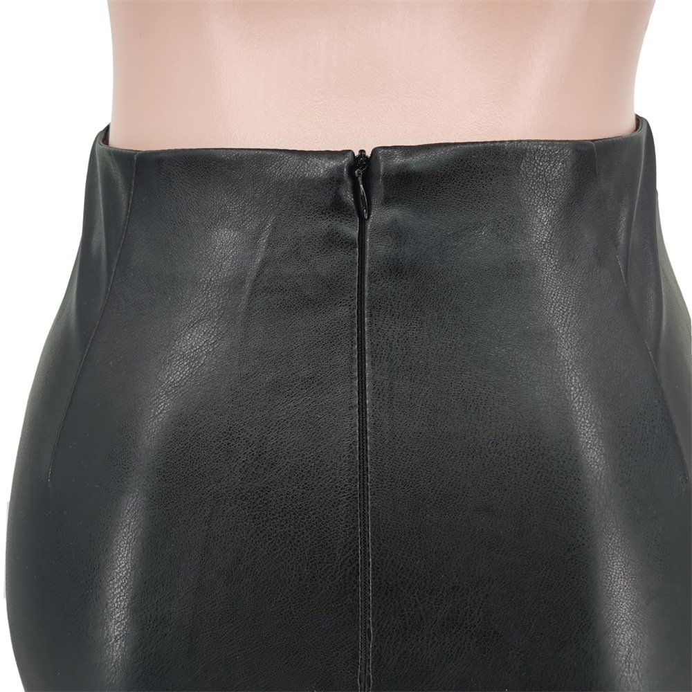 Pure Color Tight High Waist Fashion Women  Clothing Leather Pants in Leggings